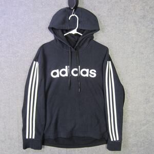 Adidas Hoodie Womens Extra Large Black Stripes Pullover Sweatshirt Logo Athletic
